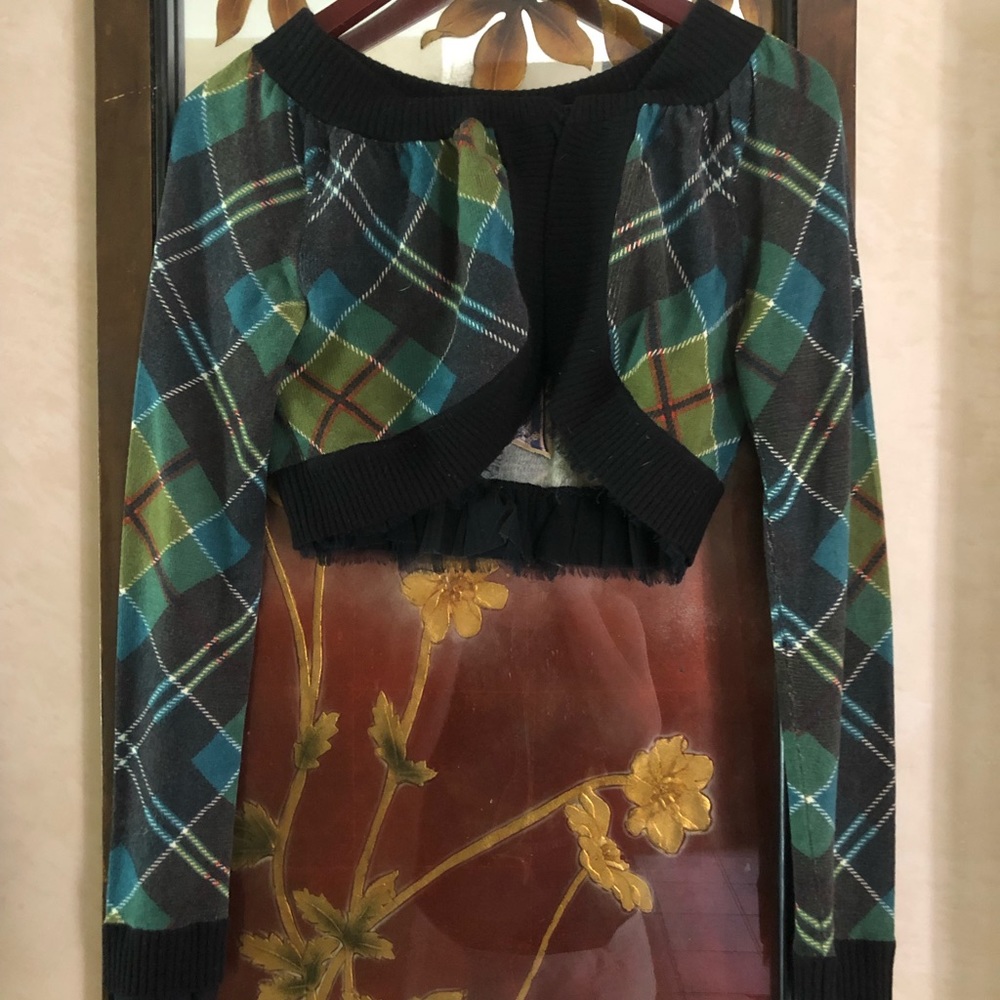 L.A.M.B. by Gwen Stefani Plaid Bolero Sweater